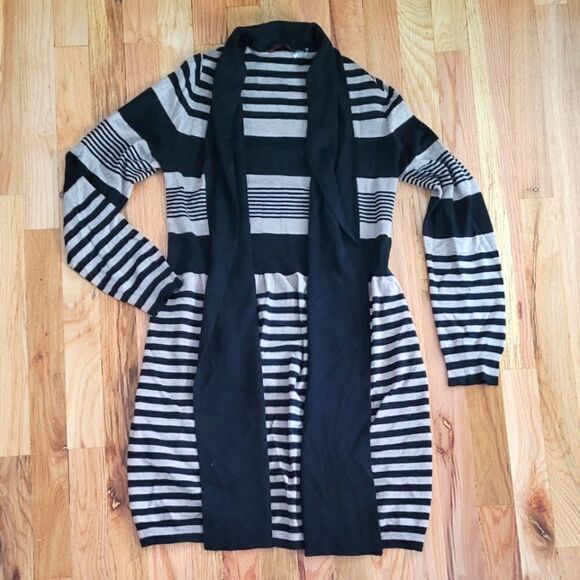 RED Striped Duster Cardigan Sweater Medium - Picture 1 of 4